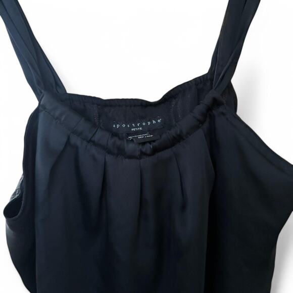 apostrophe Tops - Apostrophe petite black satin luxurious tank top size Medium